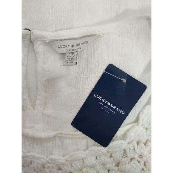 Lucky Brand Womens Sleeveless White Crochet Detailed Cotton Top Size L, NWT. - Picture 3 of 8